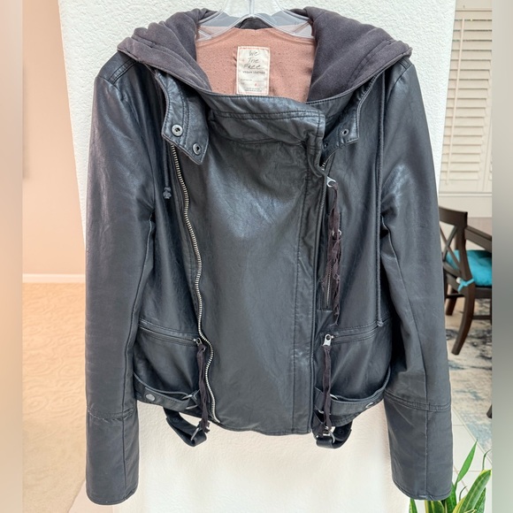 Free People Cleo Hooded Vegan Suede Moto Jacket S - Picture 7 of 16
